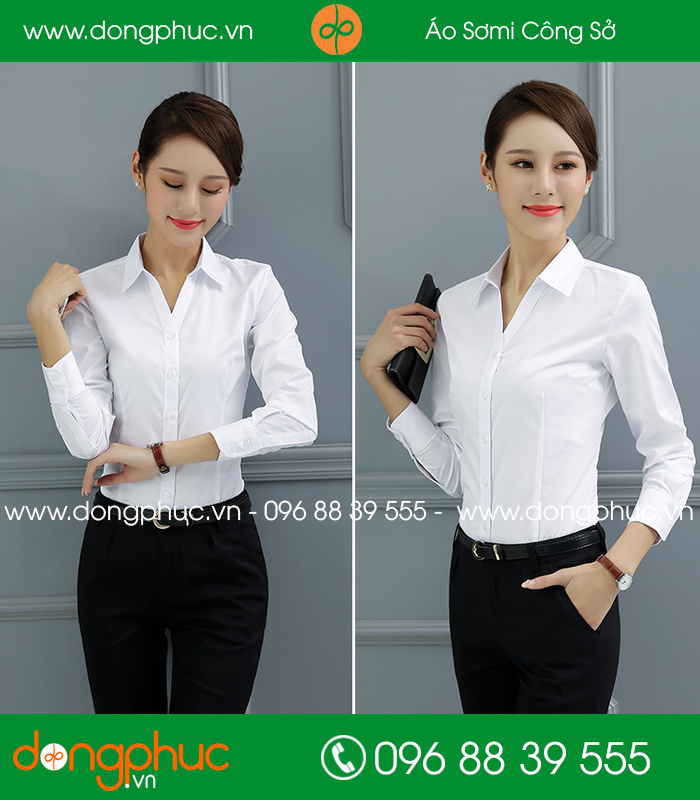  Đồng phục áo sơ mi màu trắng 